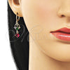 Oro Laminado Long Earring, Gold Filled Style with Multicolor Cubic Zirconia, Polished, Golden Finish, 02.196.0247