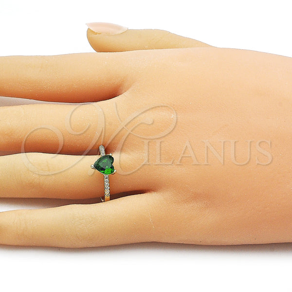 Gold Filled Ring — Multi Stone Ring Heart Design with Green Cubic — alternate product view — SKU 161806 | Oro Laminado anillo — Multi Stone Ring corazón diseño with Green Cubic — SKU 161806