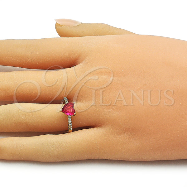Gold Filled Ring — Multi Stone Ring Heart Design with Ruby Cubic — alternate product view — SKU 161807 | Oro Laminado anillo — Multi Stone Ring corazón diseño with Ruby Cubic — SKU 161807