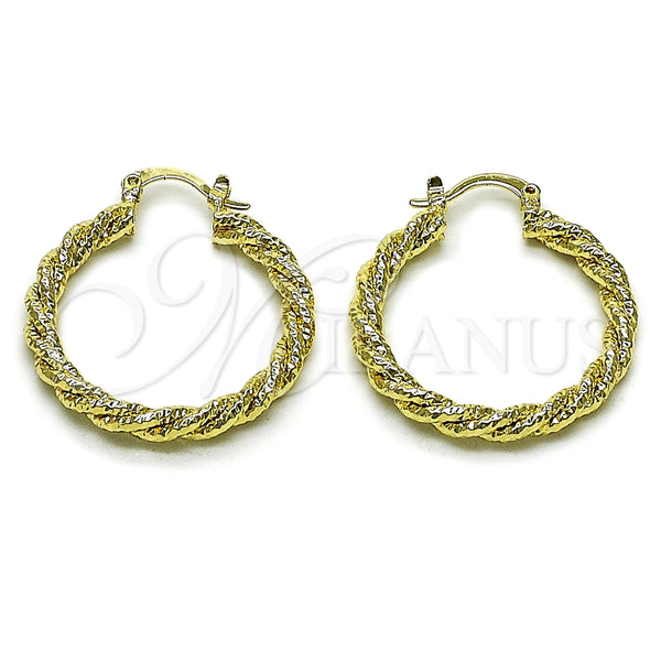 Oro Laminado Medium Hoop, Gold Filled Style Diamond Cutting Finish, Golden Finish, 02.196.0249.30