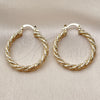Oro Laminado Medium Hoop, Gold Filled Style Twist Design, Diamond Cutting Finish, Golden Finish, 02.196.0249.30