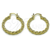 Oro Laminado Medium Hoop, Gold Filled Style Twist Design, Diamond Cutting Finish, Golden Finish, 02.196.0249.30