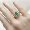 Oro Laminado Multi Stone Ring, Gold Filled Style Cluster Design, with Green and White Cubic Zirconia, Polished, Golden Finish, 01.196.0032 (One size fits all)
