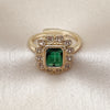 Oro Laminado Multi Stone Ring, Gold Filled Style Cluster Design, with Green and White Cubic Zirconia, Polished, Golden Finish, 01.196.0032 (One size fits all)
