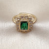 Oro Laminado Multi Stone Ring, Gold Filled Style Cluster Design, with Green and White Cubic Zirconia, Polished, Golden Finish, 01.196.0032 (One size fits all)