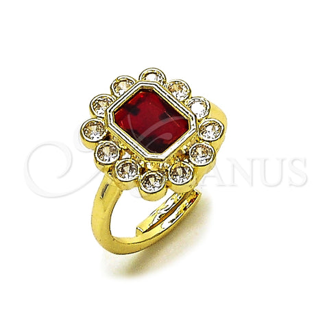 Oro Laminado Multi Stone Ring, Gold Filled Style Cluster Design, with Garnet and White Cubic Zirconia, Polished, Golden Finish, 01.196.0032.1