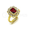 Oro Laminado Multi Stone Ring, Gold Filled Style Cluster Design, with Garnet and White Cubic Zirconia, Polished, Golden Finish, 01.196.0032.1
