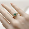 Oro Laminado Multi Stone Ring, Gold Filled Style Heart and Cluster Design, with Green and White Cubic Zirconia, Polished, Golden Finish, 01.196.0033 (One size fits all)