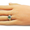 Oro Laminado Multi Stone Ring, Gold Filled Style Cluster Design, with Green and White Cubic Zirconia, Polished, Golden Finish, 01.196.0036