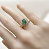 Oro Laminado Multi Stone Ring, Gold Filled Style Cluster Design, with Green and White Cubic Zirconia, Polished, Golden Finish, 01.196.0036