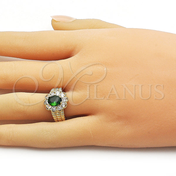 Gold Filled Ring — Multi Stone Ring Cluster Design with Green and — alternate product view — SKU 161818 | Oro Laminado anillo — Multi Stone Ring Cluster diseño with Green and — SKU 161818