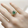 Oro Laminado Multi Stone Ring, Gold Filled Style Cluster Design, with Green and White Cubic Zirconia, Polished, Golden Finish, 01.196.0036 (One size fits all)