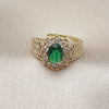 Oro Laminado Multi Stone Ring, Gold Filled Style Cluster Design, with Green and White Cubic Zirconia, Polished, Golden Finish, 01.196.0036 (One size fits all)