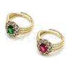 Oro Laminado Multi Stone Ring, Gold Filled Style Cluster Design, with Ruby and White Cubic Zirconia, Polished, Golden Finish, 01.196.0036.1 (One size fits all)