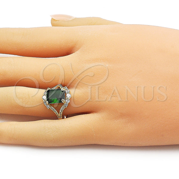 Gold Filled Ring — Multi Stone Ring Cluster Design with Green and — alternate product view — SKU 161822 | Oro Laminado anillo — Multi Stone Ring Cluster diseño with Green and — SKU 161822