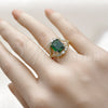 Oro Laminado Multi Stone Ring, Gold Filled Style Cluster Design, with Green and White Cubic Zirconia, Polished, Golden Finish, 01.196.0038 (One size fits all)