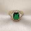 Oro Laminado Multi Stone Ring, Gold Filled Style Cluster Design, with Green and White Cubic Zirconia, Polished, Golden Finish, 01.196.0038 (One size fits all)