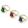 Oro Laminado Multi Stone Ring, Gold Filled Style Cluster Design, with Green and White Cubic Zirconia, Polished, Golden Finish, 01.196.0038 (One size fits all)
