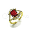 Oro Laminado Multi Stone Ring, Gold Filled Style Cluster Design, with Garnet and White Cubic Zirconia, Polished, Golden Finish, 01.196.0038.1