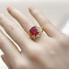 Oro Laminado Multi Stone Ring, Gold Filled Style Cluster Design, with Garnet and White Cubic Zirconia, Polished, Golden Finish, 01.196.0038.1 (One size fits all)