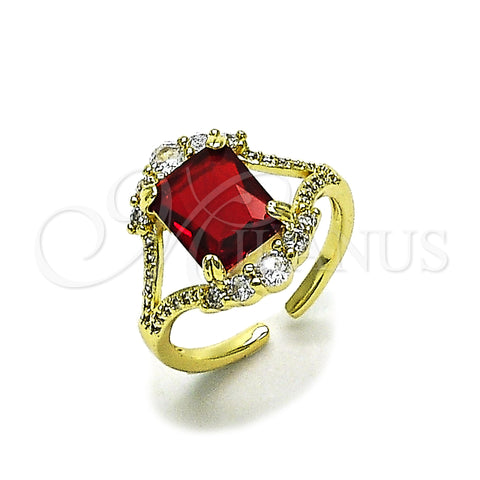 Oro Laminado Multi Stone Ring, Gold Filled Style Cluster Design, with Garnet and White Cubic Zirconia, Polished, Golden Finish, 01.196.0038.1 (One size fits all)