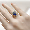 Oro Laminado Multi Stone Ring, Gold Filled Style Cluster Design, with Sapphire Blue and White Cubic Zirconia, Polished, Golden Finish, 01.196.0038.2 (One size fits all)