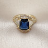 Oro Laminado Multi Stone Ring, Gold Filled Style Cluster Design, with Sapphire Blue and White Cubic Zirconia, Polished, Golden Finish, 01.196.0038.2 (One size fits all)