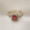 Oro Laminado Multi Stone Ring, Gold Filled Style Cluster Design, with Ruby and White Cubic Zirconia, Polished, Golden Finish, 01.196.0041 (One size fits all)