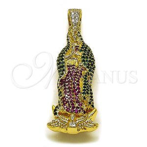 Gold Filled Pendant — Religious Pendant Guadalupe Design with Multicolor Cubic Zirconia — main product view — SKU 161831 | Oro Laminado dije — Religious Pendant Guadalupe diseño with Multicolor Cubic Zirconia — SKU 161831