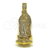 Oro Laminado Religious Pendant, Gold Filled Style Guadalupe Design, with White Cubic Zirconia, Polished, Golden Finish, 05.253.0197.1