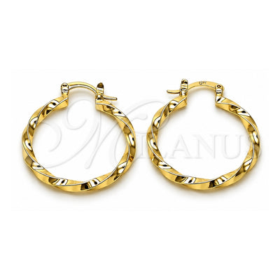 Oro Laminado Medium Hoop, Gold Filled Style Twist Design, Polished, Golden Finish, 02.170.0542.30