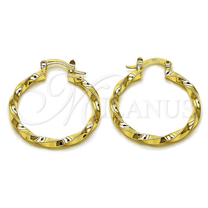 Gold Filled Hoop Earrings — Medium Hoop Twist Design Polished 02. — main product view — SKU 161834 | Oro Laminado aretes de aro — Medium Hoop Twist diseño pulido 02. — SKU 161834