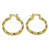 Oro Laminado Medium Hoop, Gold Filled Style Twist Design, Polished, Golden Finish, 02.170.0542.30