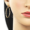 Oro Laminado Medium Hoop, Gold Filled Style Twist Design, Polished, Golden Finish, 02.170.0542.40