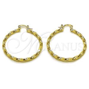 Gold Filled Hoop Earrings — Medium Hoop Twist Design Polished 02. — main product view — SKU 161835 | Oro Laminado aretes de aro — Medium Hoop Twist diseño pulido 02. — SKU 161835