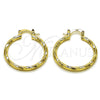Oro Laminado Medium Hoop, Gold Filled Style Twist Design, Diamond Cutting Finish, Golden Finish, 02.170.0543.30