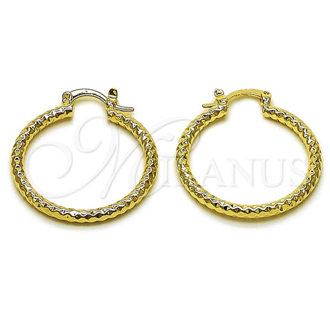 Oro Laminado Medium Hoop, Gold Filled Style Diamond Cutting Finish, Golden Finish, 02.170.0544.30