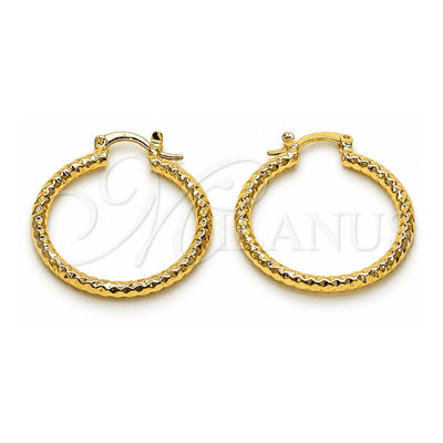 Oro Laminado Medium Hoop, Gold Filled Style Diamond Cutting Finish, Golden Finish, 02.170.0544.30