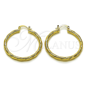 Gold Filled Hoop Earrings — Medium Hoop Twist Design Diamond Cutting 02. — main product view — SKU 161839 | Oro Laminado aretes de aro — Medium Hoop Twist diseño Diamond Cutting 02. — SKU 161839