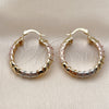 Oro Laminado Medium Hoop, Gold Filled Style Hollow Design, Polished, Tricolor, 02.170.0300.1.30