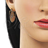 Oro Laminado Medium Hoop, Gold Filled Style Guadalupe and Filigree Design, Diamond Cutting Finish, Tricolor, 02.170.0547.30