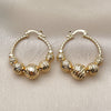 Oro Laminado Medium Hoop, Gold Filled Style Ball Design, Diamond Cutting Finish, Golden Finish, 02.170.0549.30