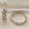 Oro Laminado Medium Hoop, Gold Filled Style Heart Design, Polished, Tricolor, 02.170.0550.35
