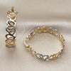 Oro Laminado Medium Hoop, Gold Filled Style Heart Design, Polished, Tricolor, 02.170.0550.35