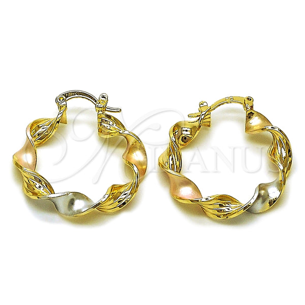 Oro Laminado Medium Hoop, Gold Filled Style Polished, Tricolor, 02.170.0372.1.25