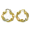 Oro Laminado Medium Hoop, Gold Filled Style Twist Design, Polished, Tricolor, 02.170.0372.1.25