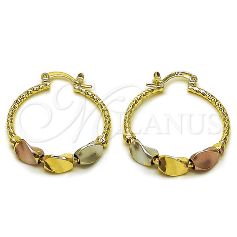 Oro Laminado Small Hoop, Gold Filled Style Diamond Cutting Finish, Tricolor, 02.170.0551.25