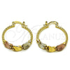 Oro Laminado Small Hoop, Gold Filled Style Diamond Cutting Finish, Tricolor, 02.170.0551.25