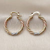 Oro Laminado Small Hoop, Gold Filled Style Diamond Cutting Finish, Tricolor, 02.170.0552.25