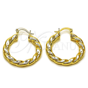 Gold Filled Hoop Earrings — Medium Hoop Twist and Hollow Design Polished 02. — main product view — SKU 161852 | Oro Laminado aretes de aro — Medium Hoop Twist and Hollow diseño pulido 02. — SKU 161852